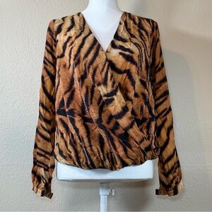 Haute Hippie Silk Animal Print Wrap Blouse